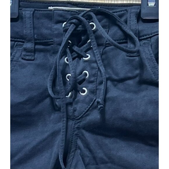 Pacsun - Women's High-Waisted Super Stretch Short Shorts Lace Up - Black - # 23 - Picture 11 of 15